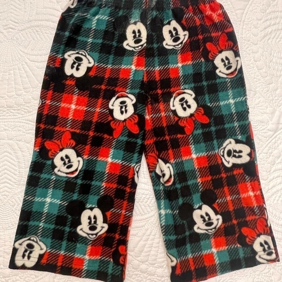 Disney Retro Mickey & Minnie Mouse Plaid Christmas Fleece Pajama Pants - Picture 4 of 5